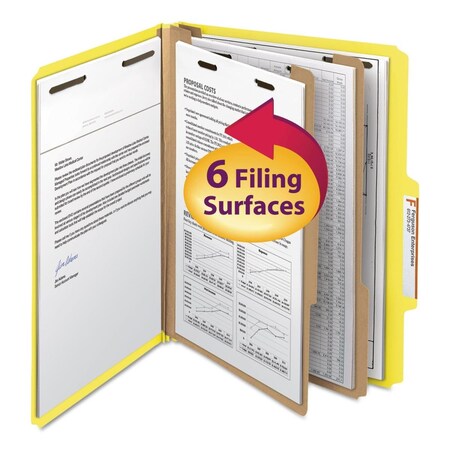 Made-To-Stick Table Classification Folder with 2 Divider, Yellow - 6 Section MA3758281